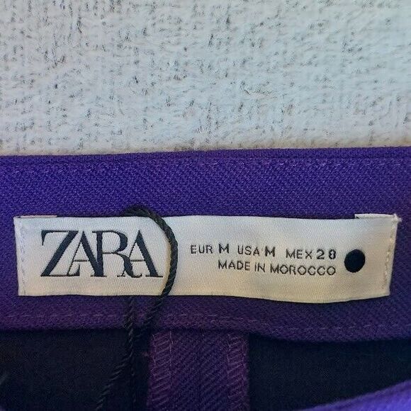 Zara M Purple Crop Top Long Sleeve Square Neck Side Zip - NWT - Picture 4 of 9